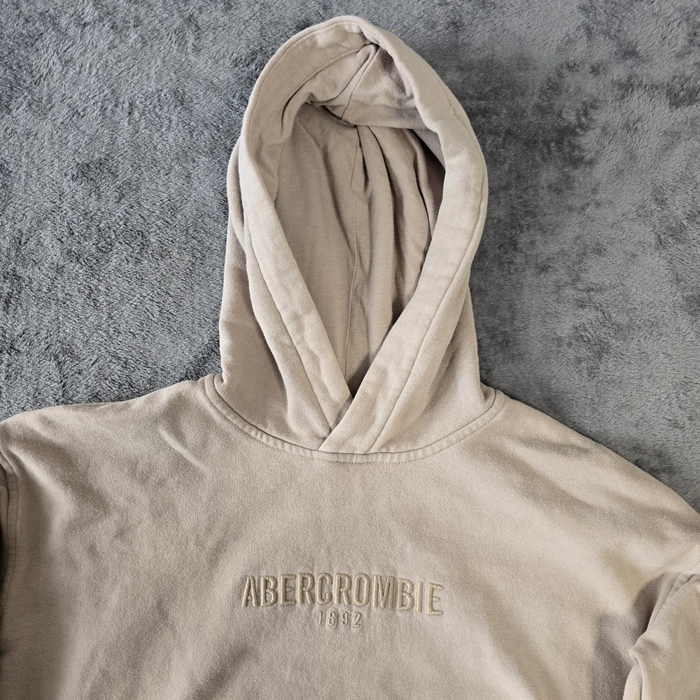 Abercrombie Kids Hoodie Youth 13/14 Beige Pullover Kangaroo Pocket - Picture 2 of 16